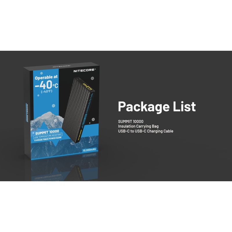 Nitecore Summit 10000 Powerbanka, Odolná aj v mraze! Rýchle nabíjanie QC/PD, IPX5, USB-C, pre outdoor dobrodružstvo.