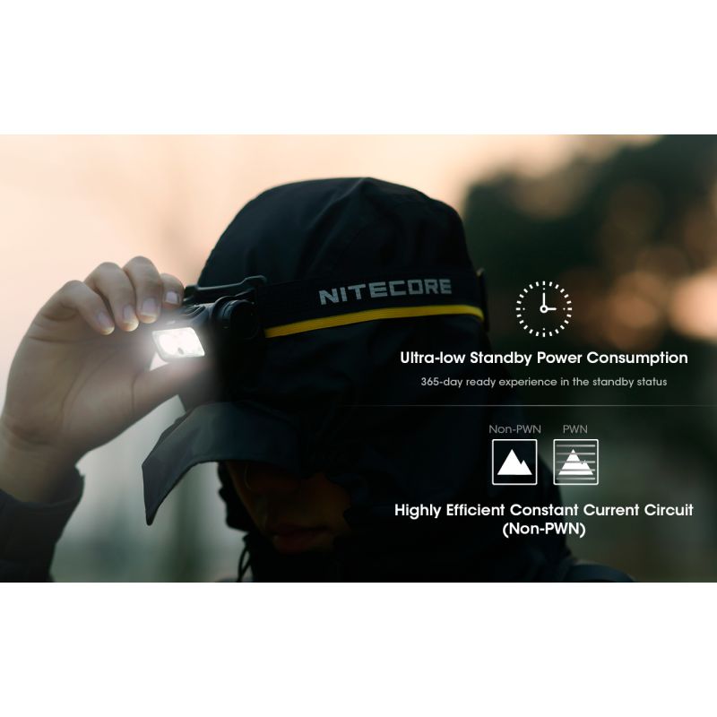 Nitecore NU50 1400 lúmenov ľahká nabíjateľná čelovka s vstavanou batériou pre outdoorové osvetlenie