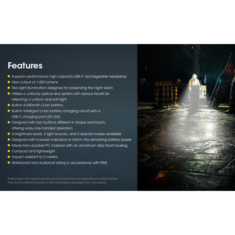 Nitecore NU50 1400 lúmenov ľahká nabíjateľná čelovka s vstavanou batériou pre outdoorové osvetlenie