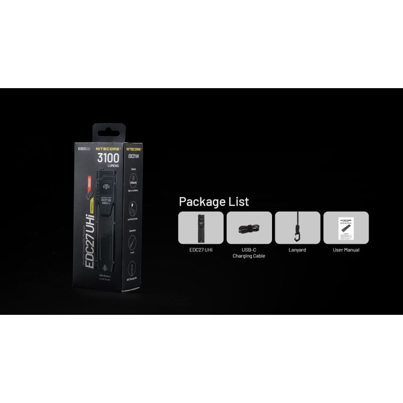 NITECORE EDC27 UHi 3100 lúmenov nabíjateľná ľahká baterka 305 m dosvit ideálna outdoorová a kempingová výstroj