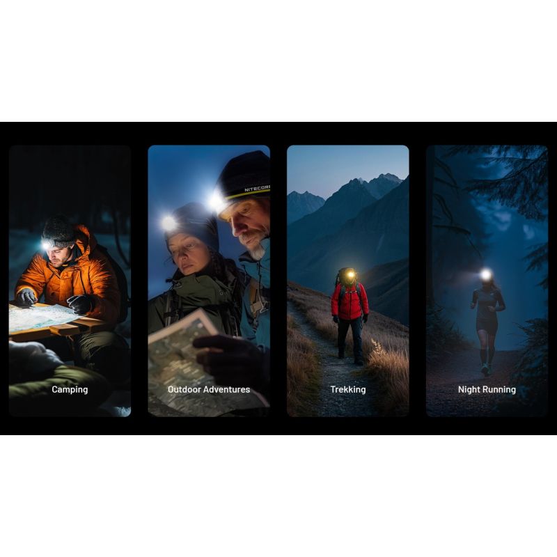 NITECORE NU25 ľahká LED čelovka 400 lúmenov USB-C nabíjanie ideálna na turistiku outdoorové osvetlenie