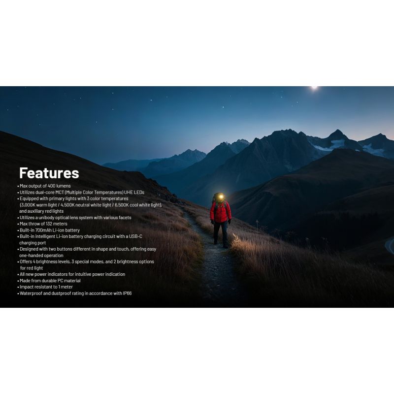 NITECORE NU25 ľahká LED čelovka 400 lúmenov USB-C nabíjanie ideálna na turistiku outdoorové osvetlenie