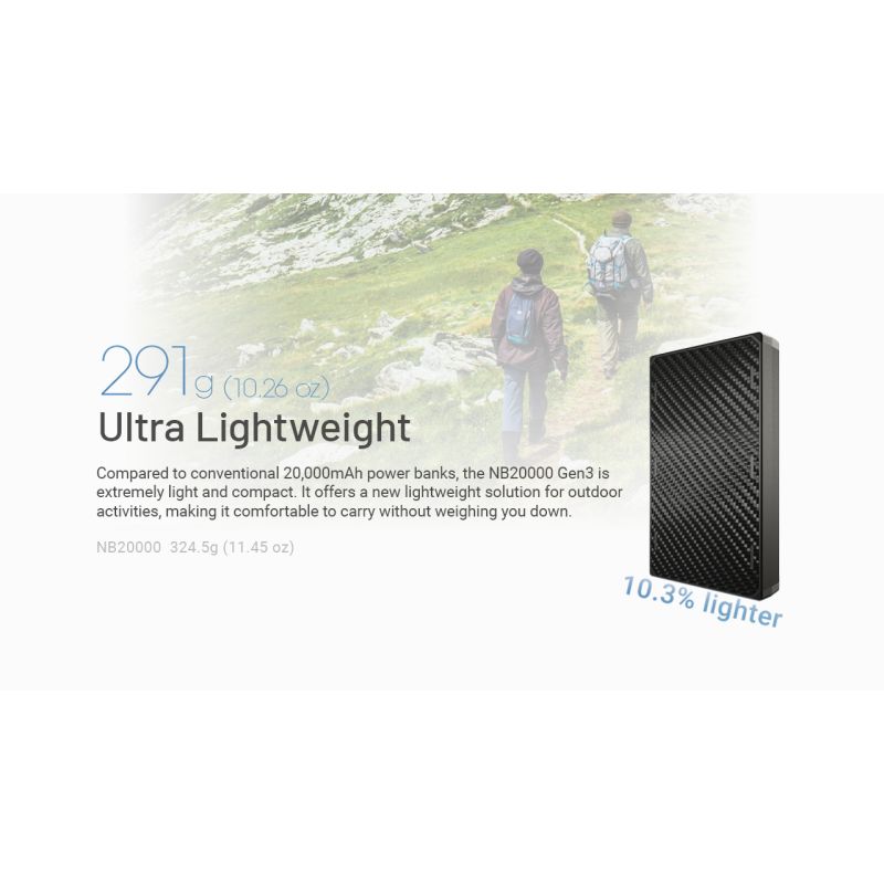 Nitecore NB20000 Gen3 Power Bank 20000mAh prenosná nabíjačka kompaktný dizajn duálny USB-C rýchle nabíjanie