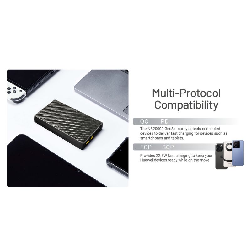 Nitecore NB20000 Gen3 Power Bank 20000mAh prenosná nabíjačka kompaktný dizajn duálny USB-C rýchle nabíjanie