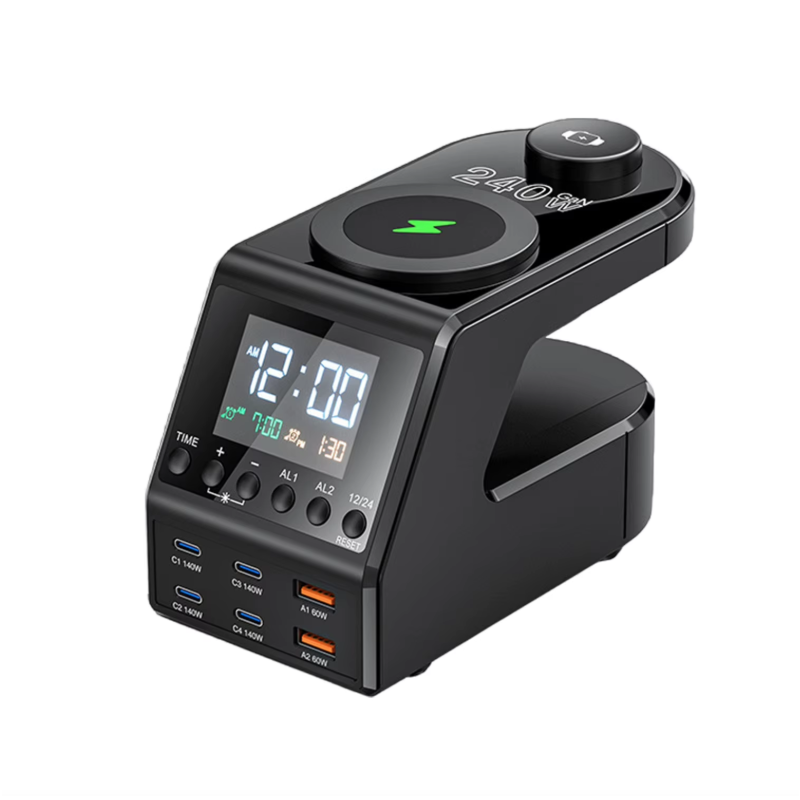 240W Nabíjačka, USB-C Nabíjačka s Budíkom: Rýchle Nabíjanie pre Viacerých Zariadení!