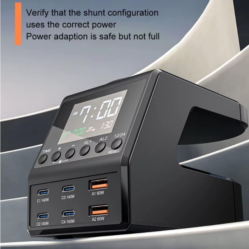 240W Nabíjačka, USB-C Nabíjačka s Budíkom: Rýchle Nabíjanie pre Viacerých Zariadení!