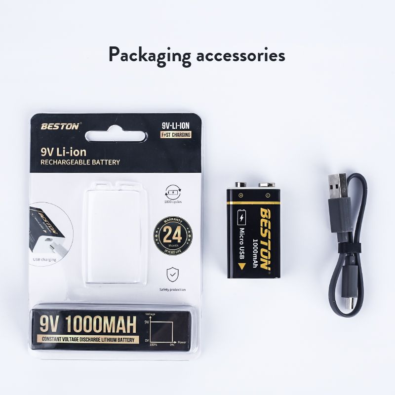 Beston 9V batéria 1000mAh lítiová micro USB nabíjateľná batéria pre RC modely ekologická voľba