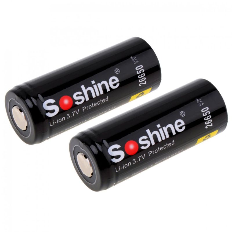 Nové SoShine 26650 5500mAh Li-ion nabíjateľné batérie 3.7V vhodné do elektroniky náradia bateriek 2 balenie