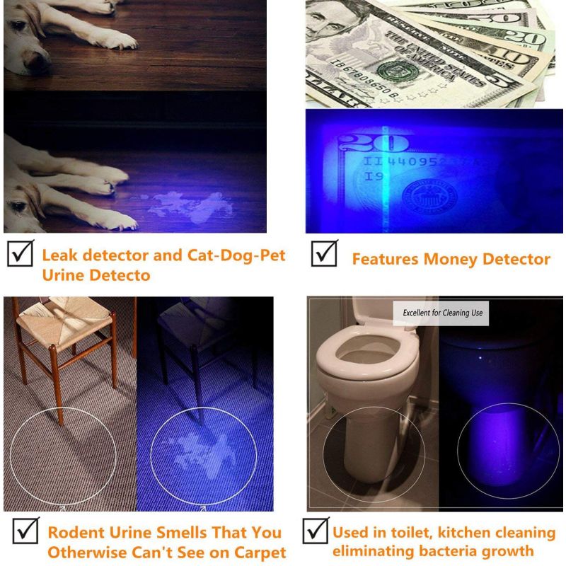 UltraFire WF-502B.2 395nm LED UV baterka pre presnú inšpekciu detekciu škvŕn a bezpečnostné úlohy