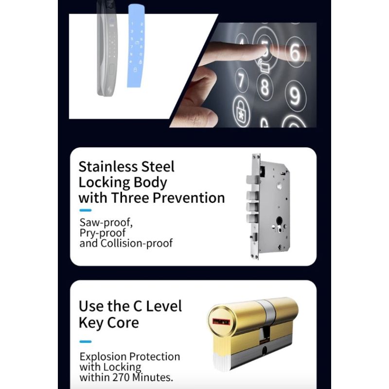 Inteligentný zámok dverí s bezpečnostnou kamerou biometrické odomykanie pre smart home ochrana domova