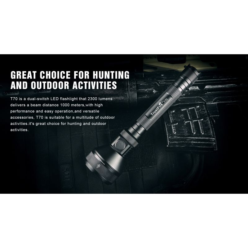 Trustfire T70 Kit 2300 lúmenov nabíjateľná LED baterka pre outdoorové dobrodružstvá dlhá vzdialenosť lúča
