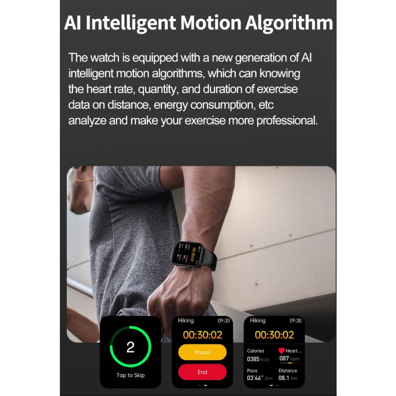 Inteligentné hodinky ET570: glukóza v krvi, EKG, srdcová frekvencia. AI diagnostika, Hband, monitor zdravia.