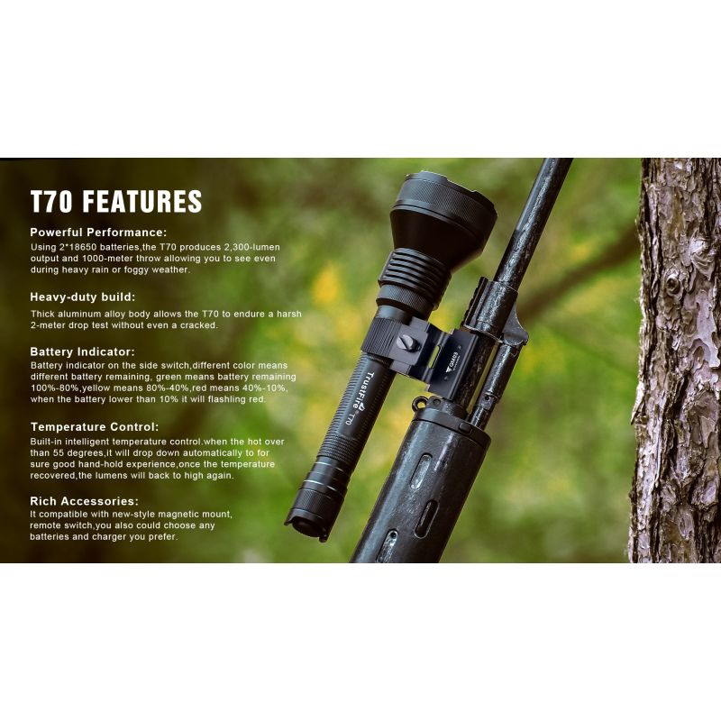 Trustfire T70 Kit 2300 lúmenov nabíjateľná LED baterka pre outdoorové dobrodružstvá dlhá vzdialenosť lúča