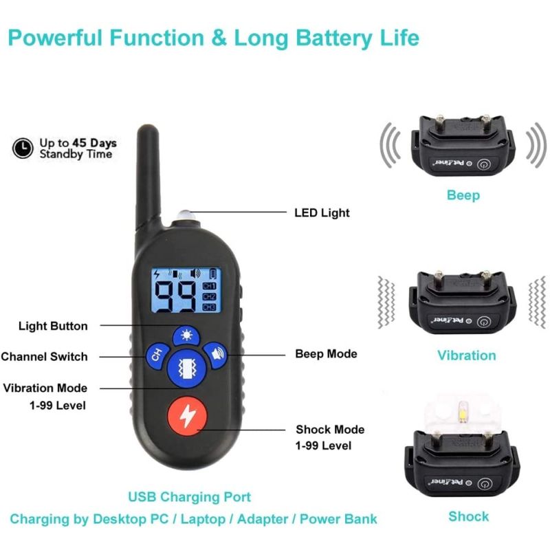 Efektívny výcvik psov s elektronickým obojkom pre malých a stredne veľkých psov s nastaviteľnými tréningovými režimami