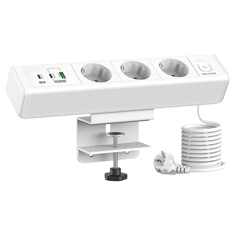 Napájacia lišta USB-C/A s rýchlym nabíjaním a ochranou proti preťaženiu. Stolný rozbočovač s elegantným dizajnom.