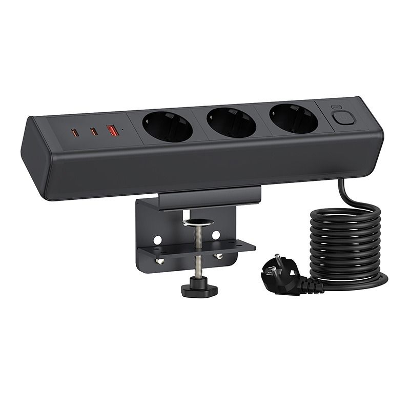 Napájacia lišta USB-C/A s rýchlym nabíjaním a ochranou proti preťaženiu. Stolný rozbočovač s elegantným dizajnom.