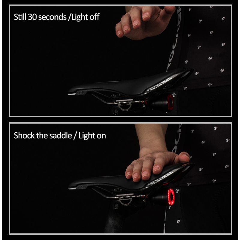 ROCKBROS Q5 inteligentné svetlo na bicykel IPx6 vodotesné s automatickým brzdovým senzorom LED zadné svetlo