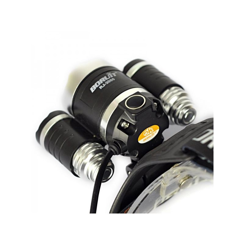 Boruit RJ-3000 LED svetlomet T6 biele svetlo odolný vodotesný dizajn jasnosť 1000 lúmenov na turistiku