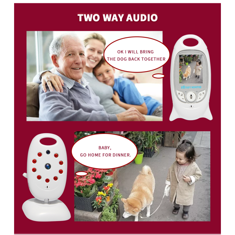 VB601 bezdrôtový video monitor 2.4g babysitter s obojsmernou komunikáciou nočné videnie monitorovanie teploty