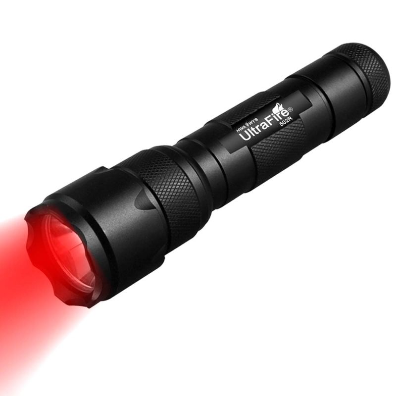 UltraFire WF-502B.2 XP-E2 LED červená baterka kompaktná vodotesná poľovnícka pre nočné dobrodružstvá