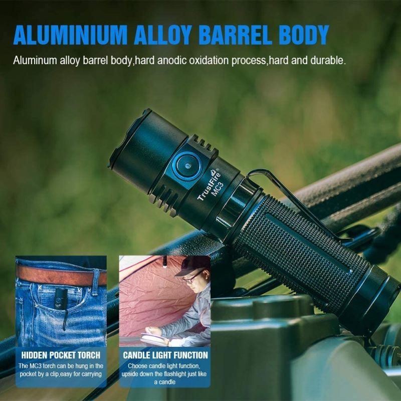 TrustFire MC3 XHP50 2500 lúmenov LED baterka USB magnetické nabíjanie kompaktné a robustné vonkajšie svetlo