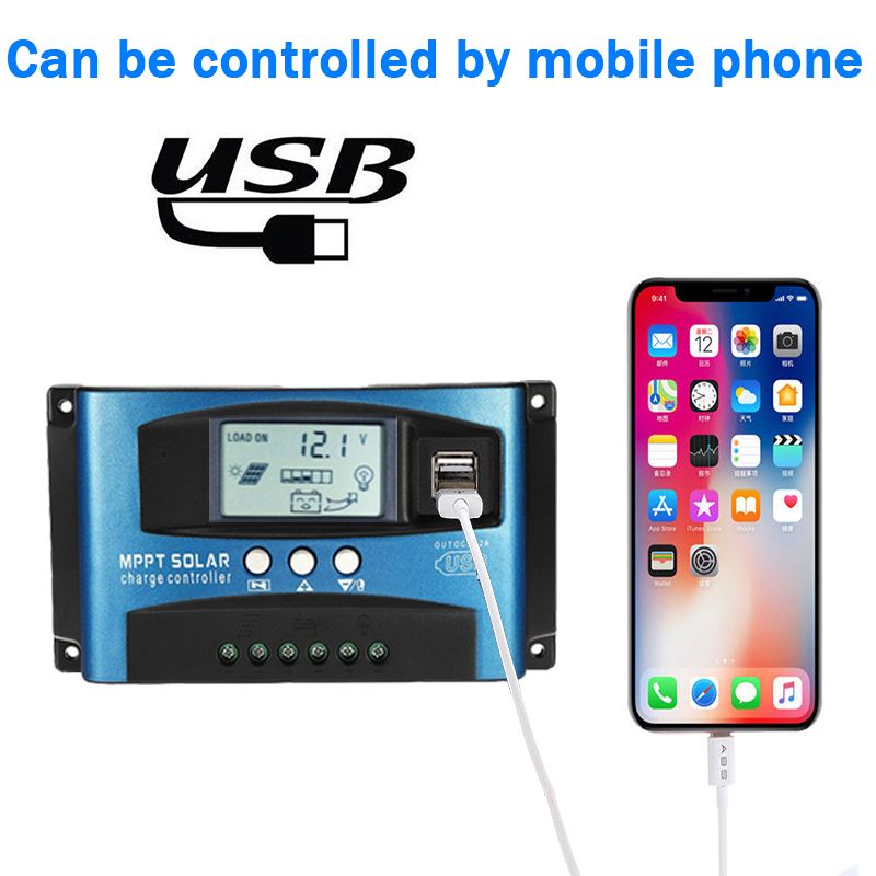 Trvanlivý MPPT solárny ovládač 60A s duálnym USB 5V LCD displejom pre efektívne nabíjanie batérií