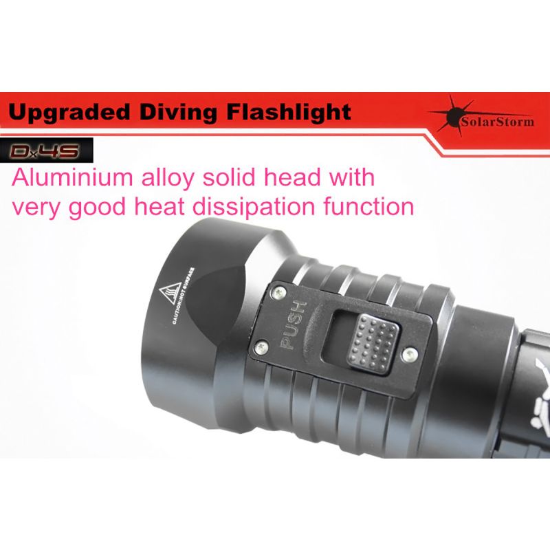 Solarstorm DX4S LED potápačská baterka 3000 lúmenov vysoká svietivosť spoľahlivé potápačské svetlo IPX8