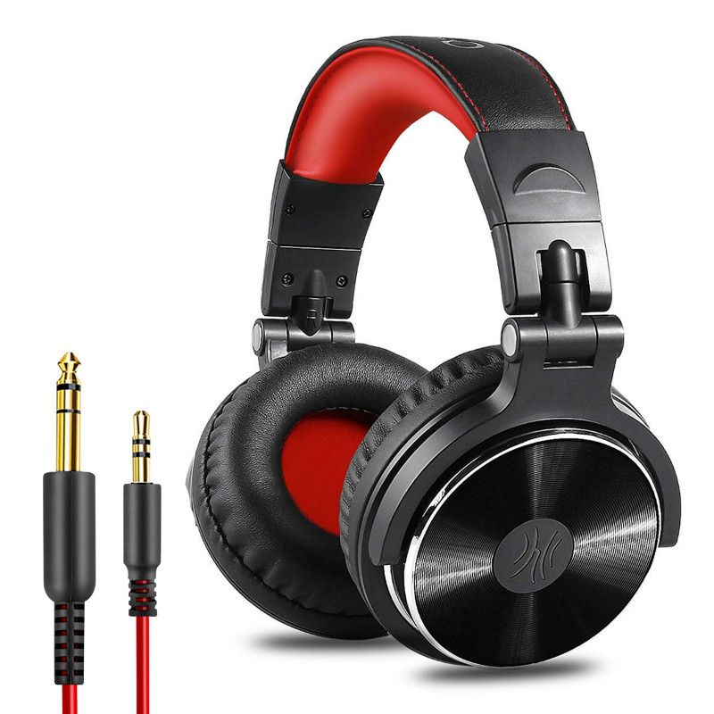 Oneodio Pro-10 káblové profesionálne DJ slúchadlá Studio Pro s mikrofónom cez u?i HiFi monitor Hudobná náhlavná súprava Slúchadlá pre telefón PC-Cervená & Cierna