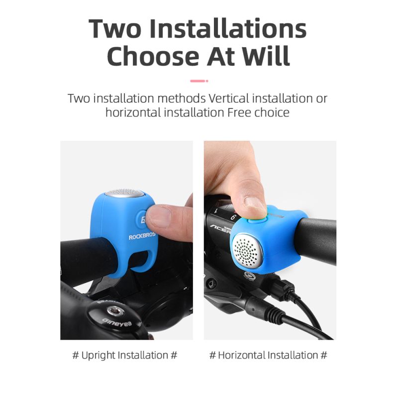 ROCKBROS elektrický cyklistický zvonček 110 dB vodotesný trvanlivý dizajn pre bezpečnú jazdu MTB aj mesto