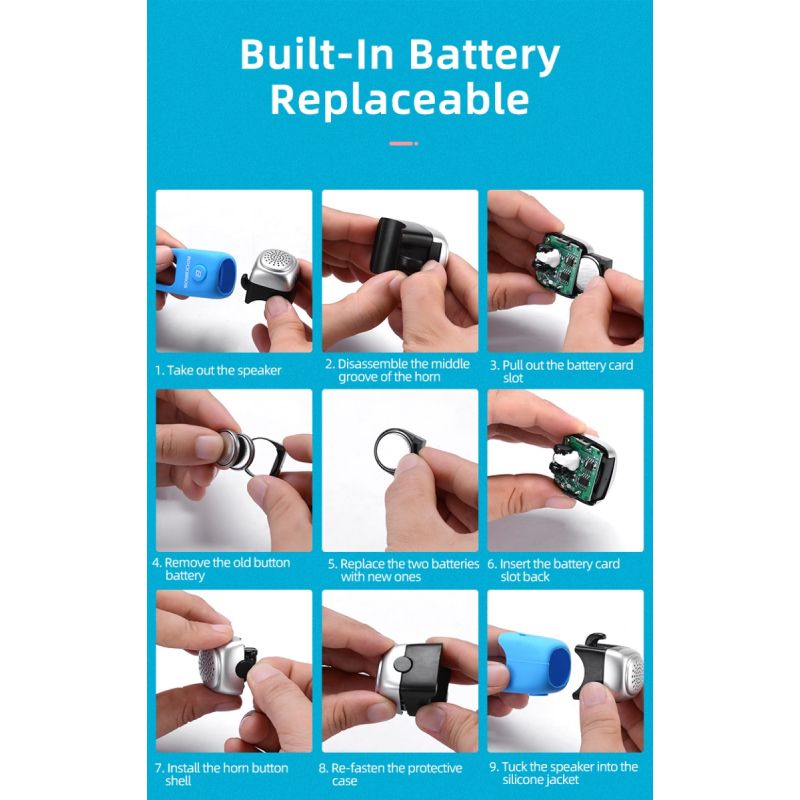 ROCKBROS elektrický cyklistický zvonček 110 dB vodotesný trvanlivý dizajn pre bezpečnú jazdu MTB aj mesto