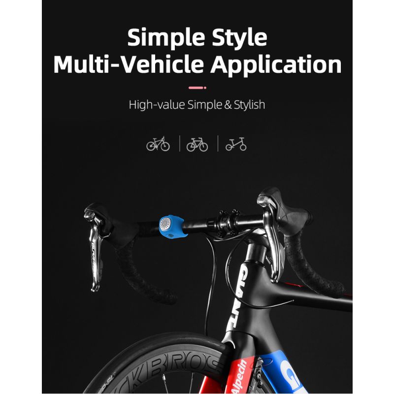 ROCKBROS elektrický cyklistický zvonček 110 dB vodotesný trvanlivý dizajn pre bezpečnú jazdu MTB aj mesto