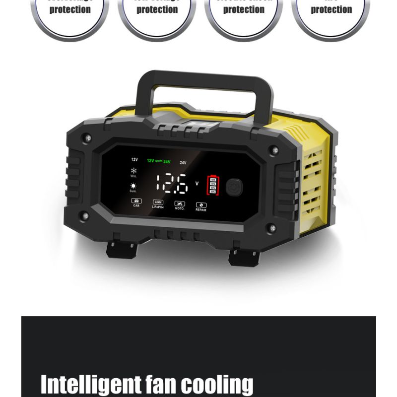 Prenosná nabíjačka autobatérií FOXSUR 12V/24V pre olovené a AGM batérie 7-stupňové nabíjanie efektivita a bezpečnosť