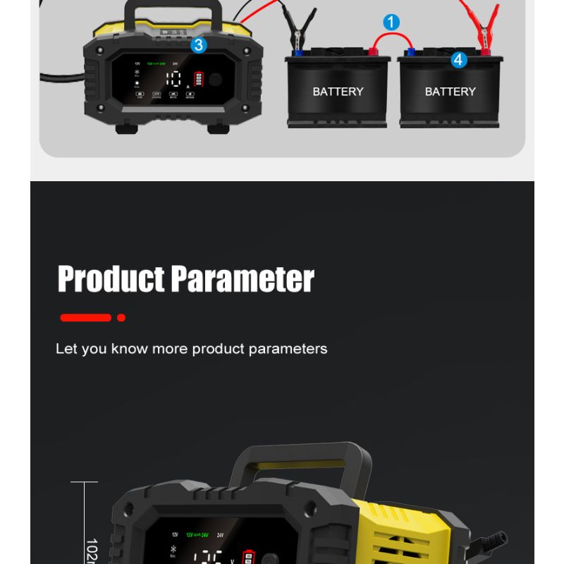 Prenosná nabíjačka autobatérií FOXSUR 12V/24V pre olovené a AGM batérie 7-stupňové nabíjanie efektivita a bezpečnosť