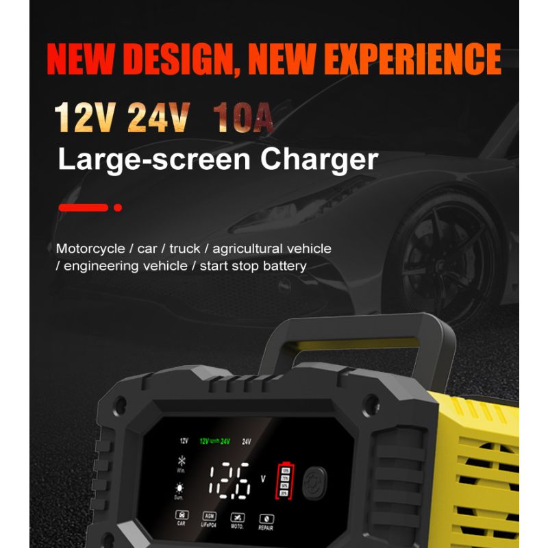 Prenosná nabíjačka autobatérií FOXSUR 12V/24V pre olovené a AGM batérie 7-stupňové nabíjanie efektivita a bezpečnosť