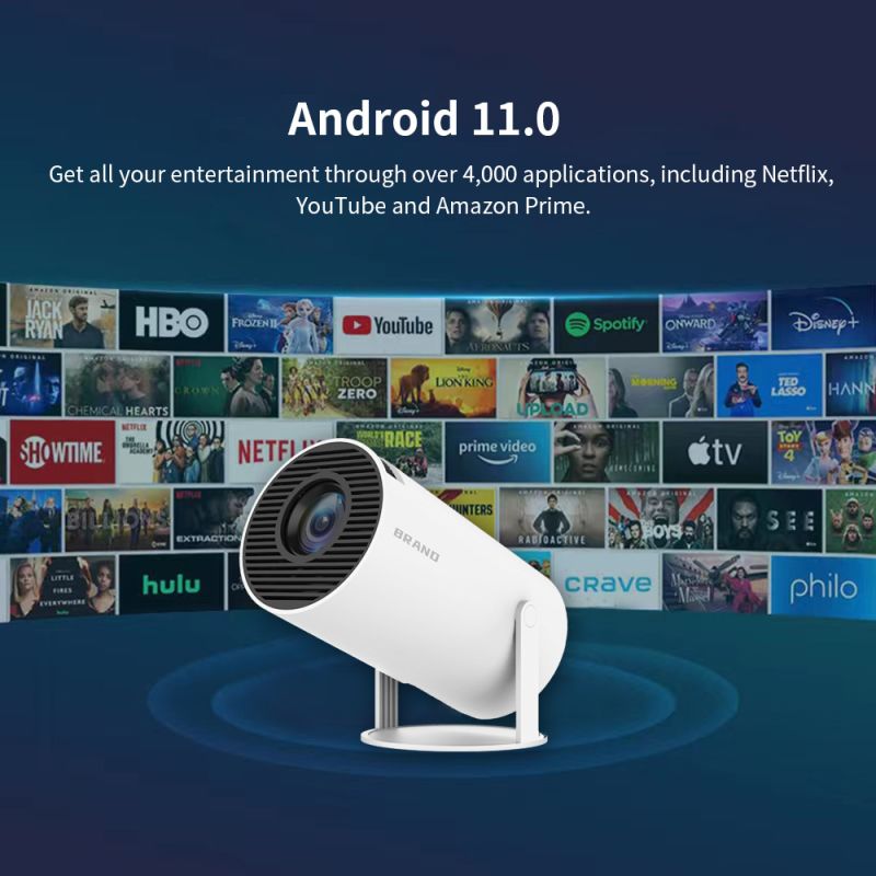 Projektor HY300 Inteligentný Android projektor s LED 1280x720P a Wifi 6 pre domáce kino a kanceláriu