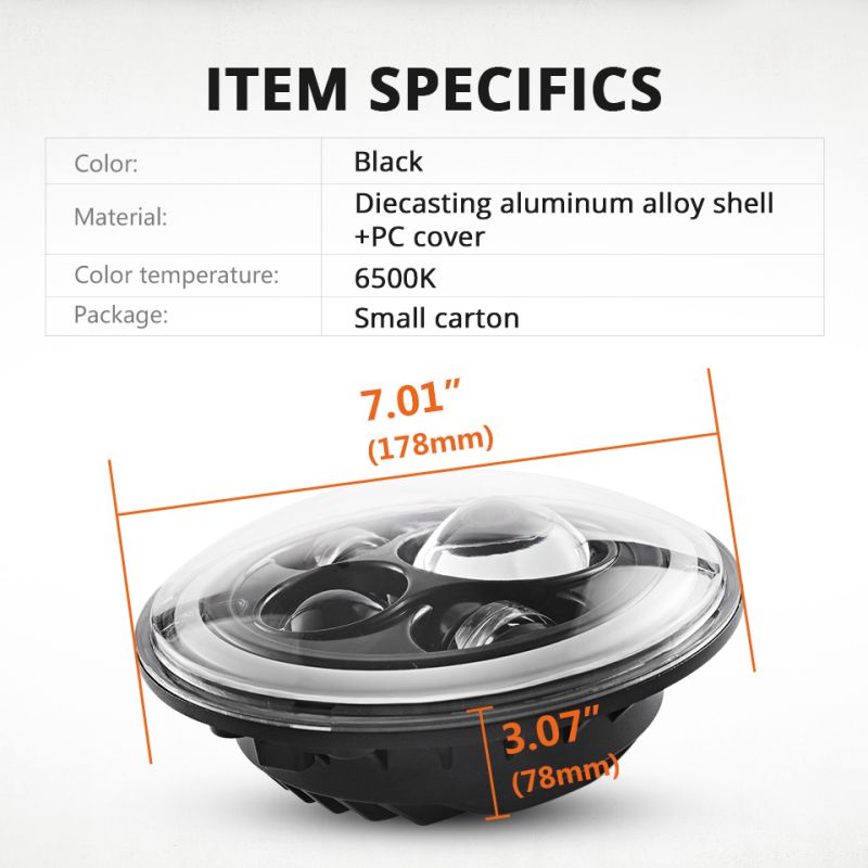 7 palcový LED svetlomet CO LIGHT H4 DRL pre Jeep Wrangler Lada Niva multifunkčný žlto-biely Angel Eye