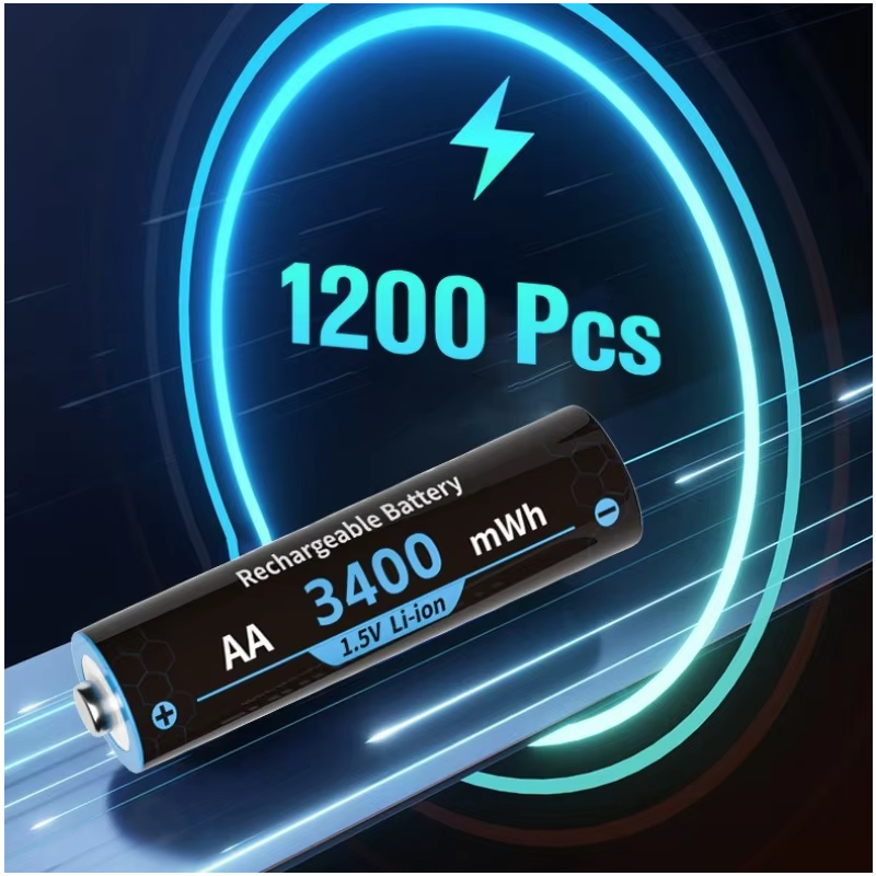 8 Pack Nabíjateľné AA batérie s nabíjačkou, 1.5V lítiové batérie 3000mWh, dlhotrvácne Pilas Recargables s úložným boxom