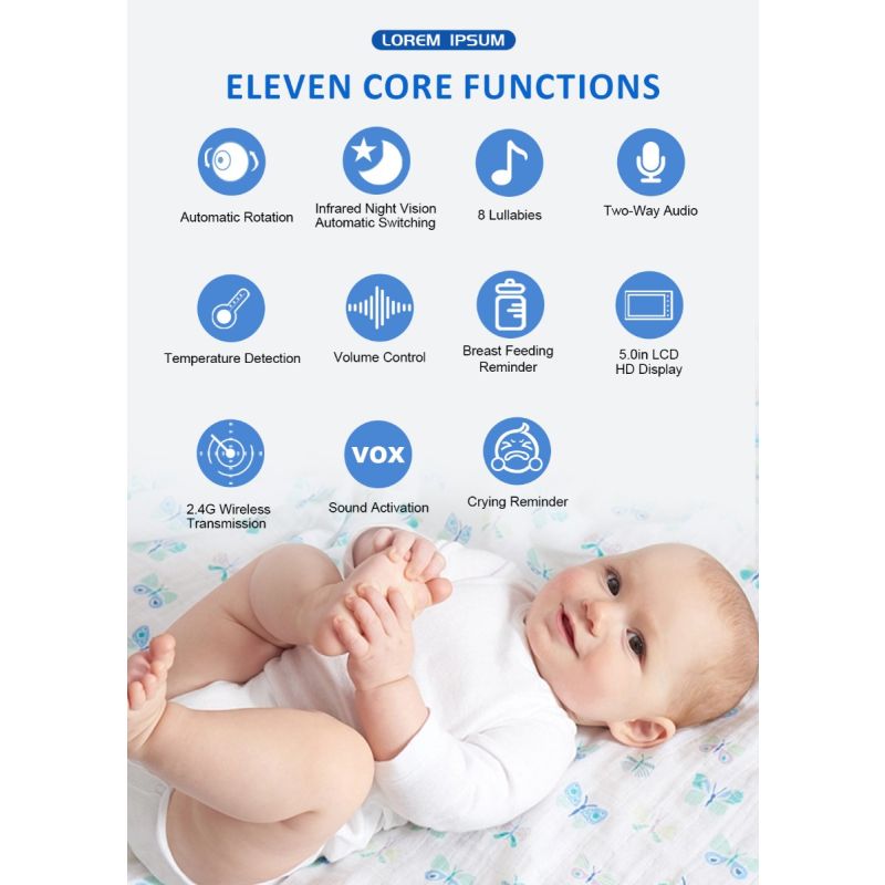 Cdycam ABM501 Video opatrovateľka s 2.4G bezdrôtovou technológiou nočné videnie a obojsmerný audiohovor