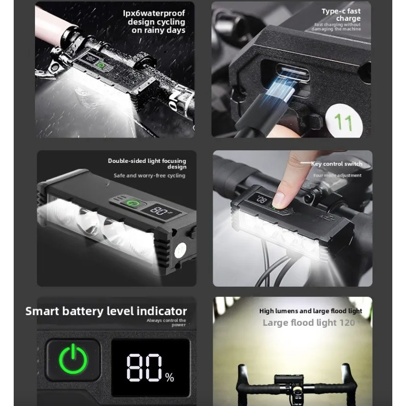 ACRUNU Predné LED svetlo na bicykel, USB nabíjateľné, 4 režimy svietenia. Skvelá bezpečnosť!