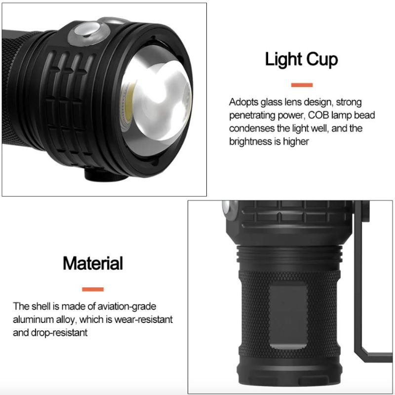 B12 LED potápacská baterka IPX8 vodotesná podvodné svetlo potápačské vybavenie pre podvodnú fotografiu