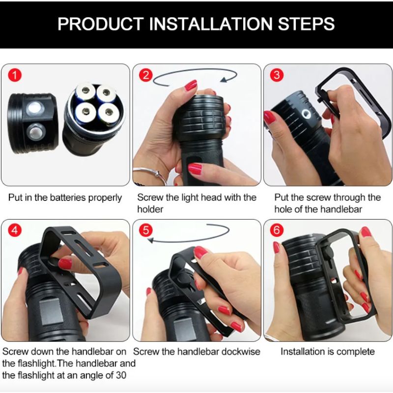 B12 LED potápacská baterka IPX8 vodotesná podvodné svetlo potápačské vybavenie pre podvodnú fotografiu