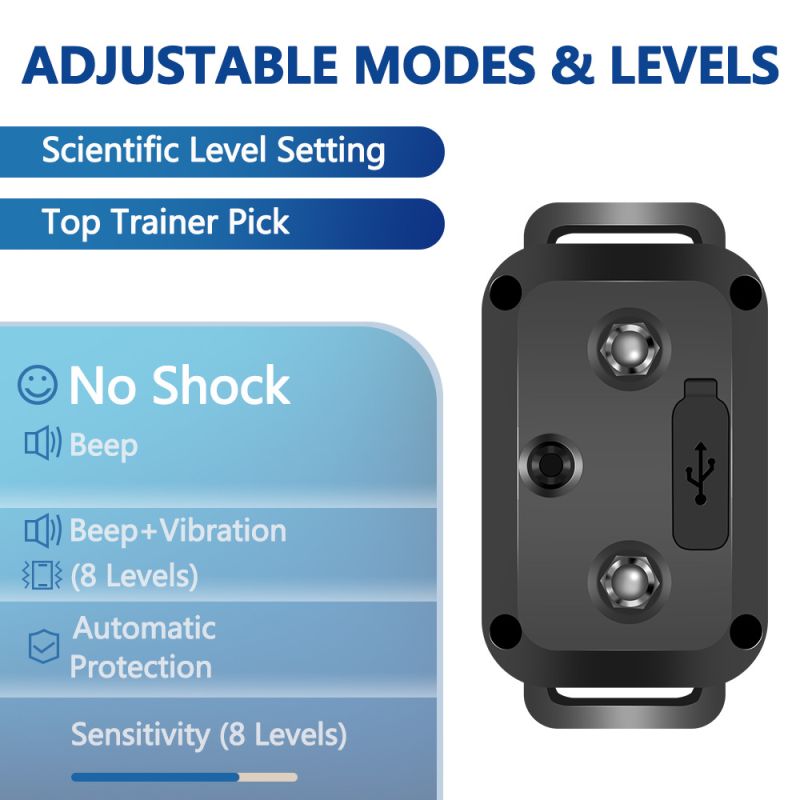 Vodotesný nabíjateľný inteligentný obojok proti štekaniu PuPoPan 657 pre humánnu kontrolu štekavosti psov