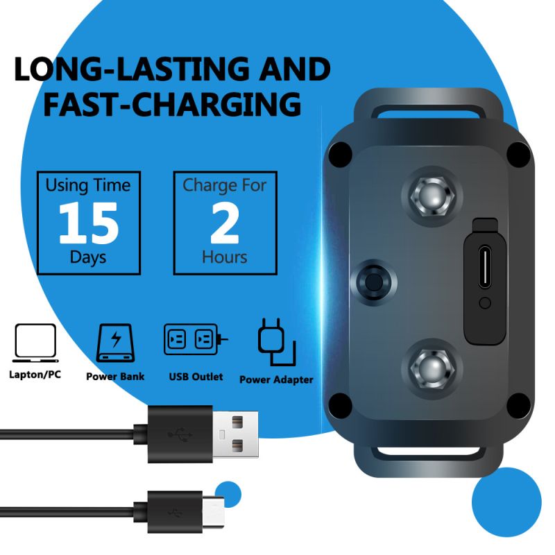 Vodotesný nabíjateľný inteligentný obojok proti štekaniu PuPoPan 657 pre humánnu kontrolu štekavosti psov