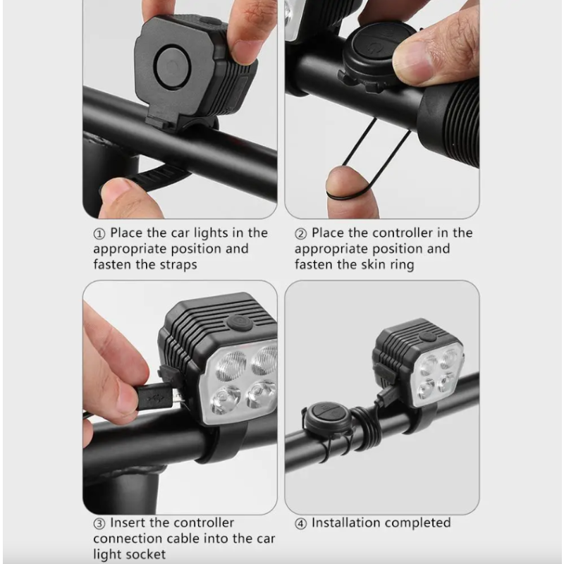 Svetlo s klaksónom 2v1 | Výkonné USB nabíjateľné MTB svetlo na bicykel | 120dB cyklistické príslušenstvo