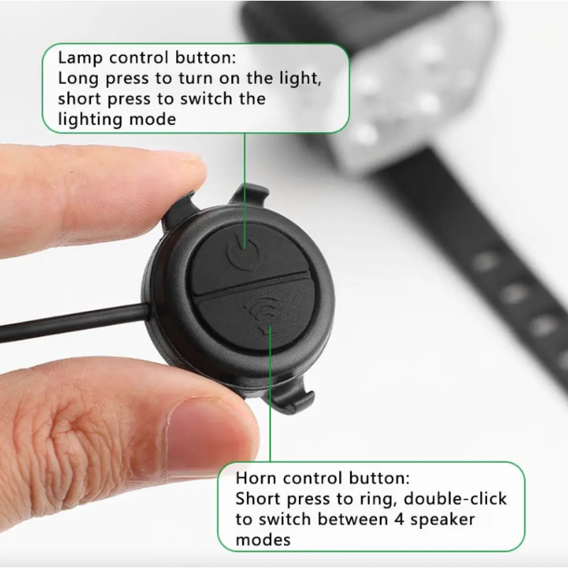 Svetlo s klaksónom 2v1 | Výkonné USB nabíjateľné MTB svetlo na bicykel | 120dB cyklistické príslušenstvo