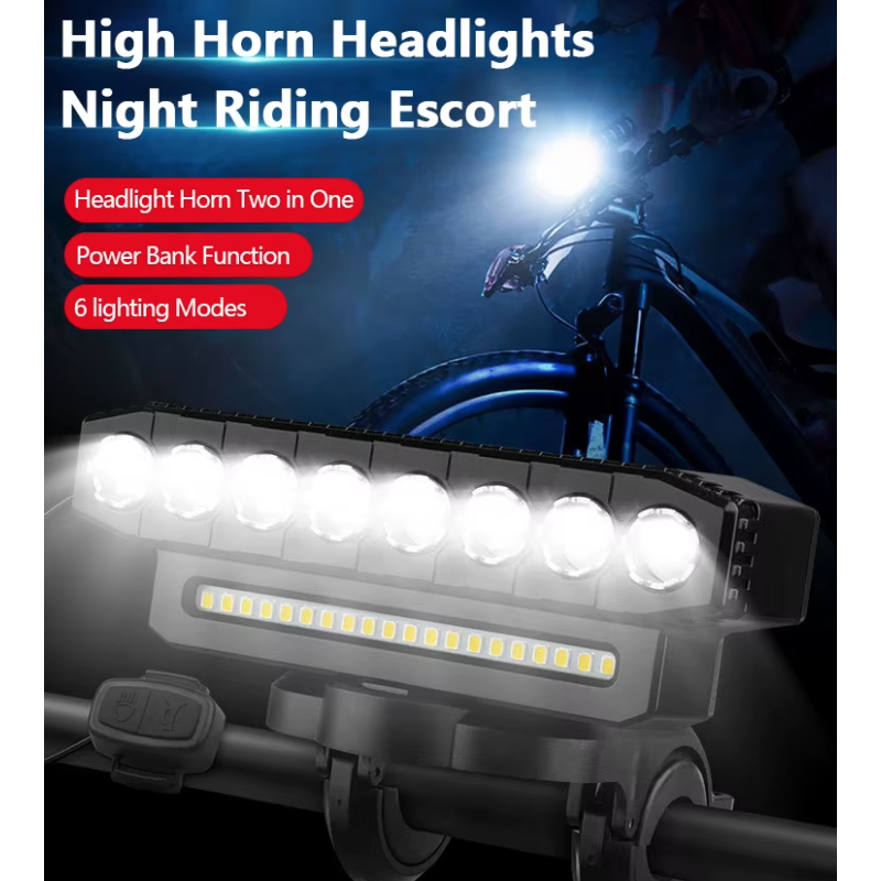 USB nabíjacie predné svetlo na bicykel s 120dB klaksónom a vodotesným dizajnom pre bezpečnosť a viditeľnosť