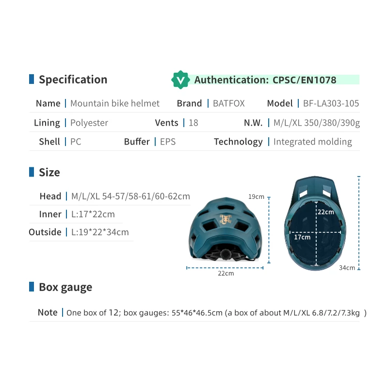 Ľahká ochranná prilba BATFOX pre dospelých s technológiou In-Mold dostupná v žiarivých farbách