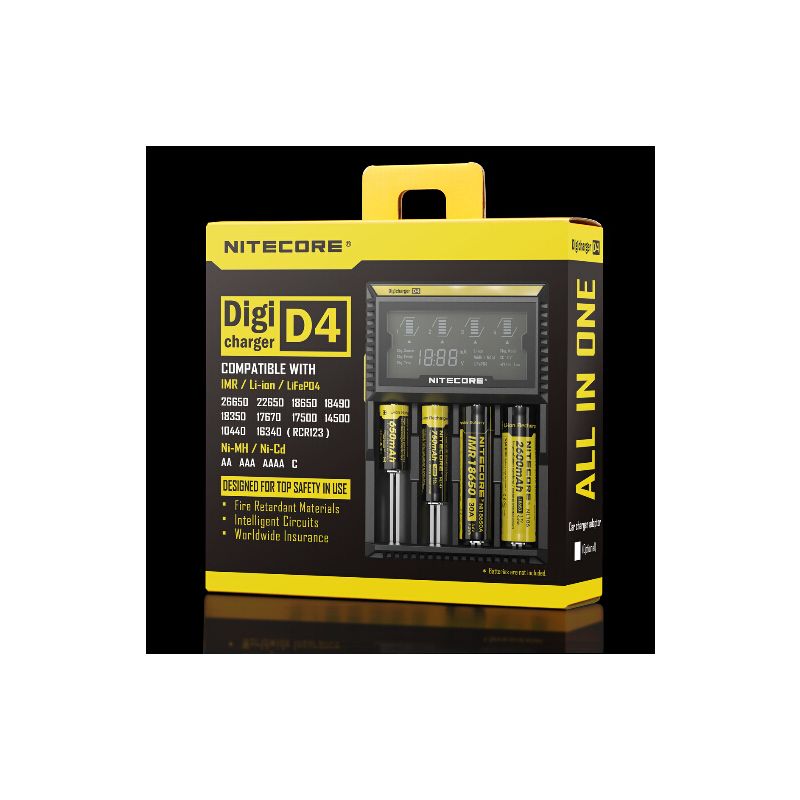Nitecore D4 DIGICHARGER inteligentná nabíjačka s LCD displejom pre Li-ion 18650 a 26650 batérie bezpečnosť