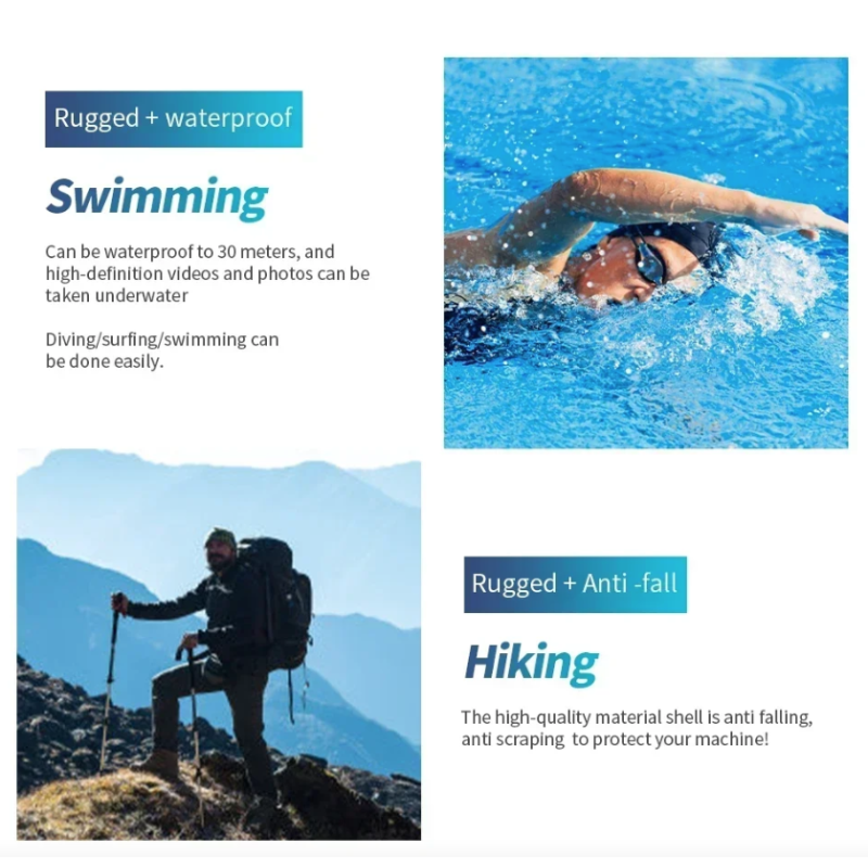 4K Akčná Kamera, Vrecková Mini Športová Vlog Ovládacia Kamera s WiFi, 270° Otočná HD Pre Cestovanie Bicykel a Viac