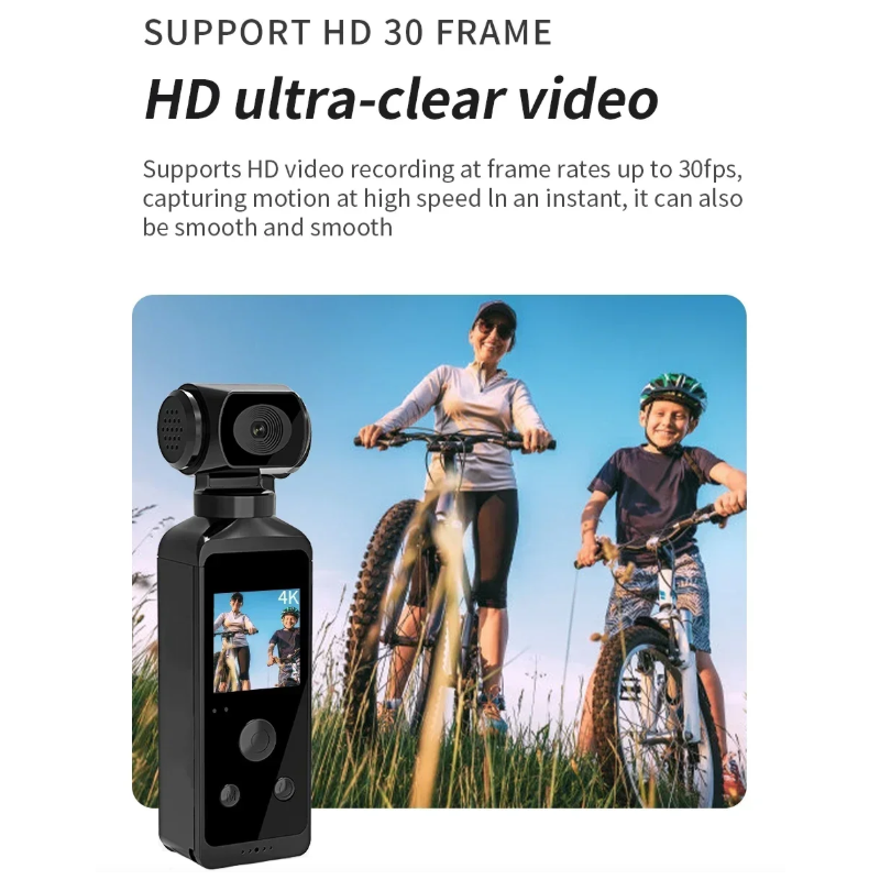 4K Akčná Kamera, Vrecková Mini Športová Vlog Ovládacia Kamera s WiFi, 270° Otočná HD Pre Cestovanie Bicykel a Viac